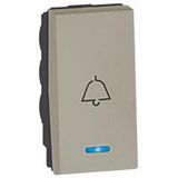 1-way push-button Arteor - with locator and bell symbol - 1 module - champagne