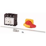 Main switch, P3, 100 A, rear mounting, 3 pole + N, Emergency switching off function, Lockable in the 0 (Off) position, With metal shaft for a control