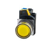Pushbutton A22NL Ã˜22, bezel plastic, FULL GUARD, MOMENTARY, CAP COLOR Transparent YELLOW, LED YELLOW, 2NO, 24 VDC A2221624A