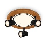 LED Deckenleuchte,schwarz-holzfarben,3xGU10+LED