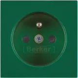 Center piece for socket with ground pin with touch protection, Berker S.1/B.x, green, gloss