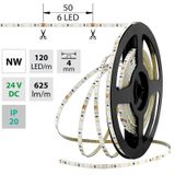 LED strip SMD2216 NW, 120LED/m, 7,2W/m, 625lm/m, IP20, DC 24V, 4mm, 5m