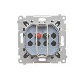 IP44 single socket outlets with Schuko earthing - white flap, cream white/electro white, 16A