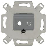 Mounting adapter, 2-fold, mouse gray (similar to RAL 7005), for mini jack socket (3.5 mm), for TAE covers