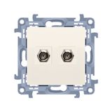 Double SAT final aerial socket, cream white/electro white