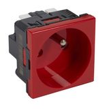 Mosaic 2P+T 16A 240V red antibacterial socket, Belgian franco standard. Terminal G -V - G