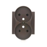 Cover for double socket with earthing - for Premium frames, Bronze matt, metalic