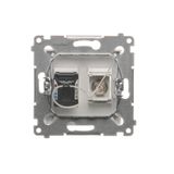 IP44 single socket outlets with Schuko earthing, with frame seal - transparent flap, module, 16A, quick connection, white matt