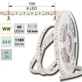 LED strip SMD5050 WW, 60LED/m, 14,4W/m, DC 24V, 1152lm/m, IP20, 10mm, 5m
