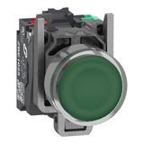 Metal ill PB 24V green 1NO + 1NC Push-in
