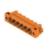 PCB plug-in connector, male header, Solder flange, THT solder connection, 5.08 mm, Number of poles: 6, 90°, Solder pin length (l): 3.2 mm, tinned, orange, Box