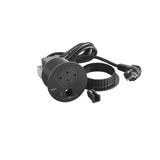 DISQ 80 1 SOCKET SCH + USB A+C + CABLE EXIT BLACK CORD 2M FR/SCH PLUG