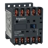 Contactor, TeSys K, 3P, AC-3/AC-3e,440V 9A, aux. 1NO, 110V AC coil, solder pins