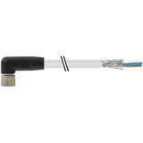 M8 female 90° A-cod. with cable shielded PVC 3x0.34 shielded gy  15m