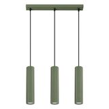 Elegant KARBON pendant lamp with three pendants and an olive ceiling plate 3xGU10