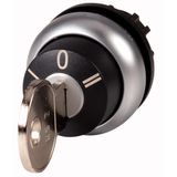 M22-WRS3-MS2 Key-operated actuator, maintained, 3 positions, MS2, Key withdrawable: I, 0, II, Bezel: titanium