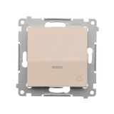 "Light" push button with LED indicator light, (module), 10AX, quick connection, cream white/electro white
