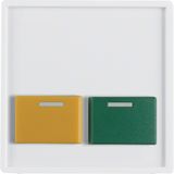 Central part with green and yellow off button, Berker Q.x, white, velvet
