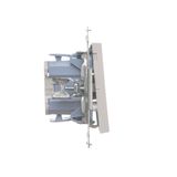 Double socket outlet with earthing for IP44 version with frame seal, with shutters, (module), Simon 24, IP20/IP44, 16A, black matt, Flap color: Transparent