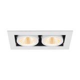 KADUX, recessed ceiling light, double, 3000K, 38°, IP 20, square, white
