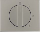 Centre plate rotary knob 3-step switch neutral position, K.5, st st, m