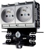 Instrument box with two drawers, on SL bar 55 mm high, alu