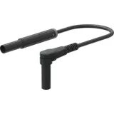 Safety measuring lead with (4 mm lamella plug, straight) to (4 mm lamella plug, angled), 1.5 m, black, PVC, 1.0 mm², CAT III, CAT IV, 66.1049-15021