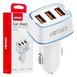 Car charger 3x USB-A 30W 12/24V AMiO-03889