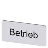 Labeling plate 12.5 x 27 mm, silver-colored label, labeling: Betrieb