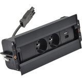 Mediaport Spinner: 2x250V E type + USB A+C charger, Wieland quick connector; black