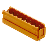 PCB plug-in connector, male header, Dovetails for fixing blocks, THT solder connection, 5.08 mm, Number of poles: 5, 180°, Solder pin length (l): 4.5 mm, tinned, orange, Box