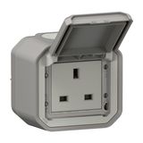 PLEXO BRITISH STANDARD 13A SOCKET OUTLET - GREY - SURFACE