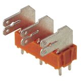 Printed circuit board terminals, 10.00 mm, Number of poles: 8, 90°, Solder pin length (l): 3.5 mm, tinned, orange, Flat-blade connection, Box