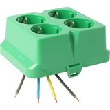 AK2-C4 Cover, integrated 4-way socket green