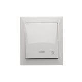Splash-proof "light" push button with indicator light, 10AX, white