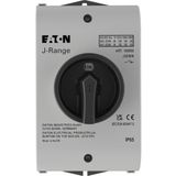 J32/B/N Main switch, 32 A, surface mounting, 3 pole + N, STOP function, With black rotary handle and locking ring, Lockable in the 0 (Off) position