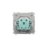 IP44 single socket outlet with frame seal - transparent flap, module, 16A, quick connection, light gray matt