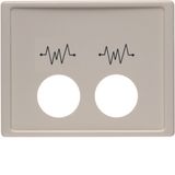 Centre plate 2 plug-in openings + imprint, for call unit, arsys, white