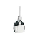 Limit switch, K series, ceramic rod lever, 2 side cable entry. Dimensions compatible to EN 50047, metal body, contacts 1NO+1NC slow action make before break. Ceramic rod