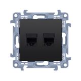Double IT socket RJ45, category 5e, black matt