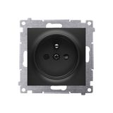 Socket outlet with earthing and shutters, (module), 16A, 250V, quick connection, black matt