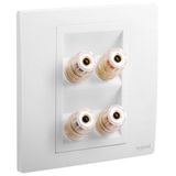 Mallia Senses 2 gang single loudspeaker socket outlet - Matt White