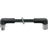 M12 Power male 90° / female 90° L-cod. PUR 4x1.5 bk 15m