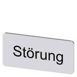 Labeling plate 12.5 x 27 mm, silver-colored label, labeling: Störung