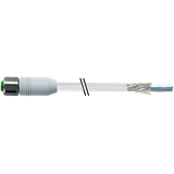 M12 fem. 0° A-cod. with cable shielded F&B PVC 4x0.34 shielded gy  3m