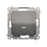 Two-way switch with LED illumination, (module), 10AX, quick connection, anthracite, metalic