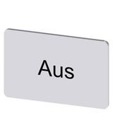 Labeling plate 17.5x27 mm, silver-colored label, labeling: Aus