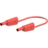 Measuring lead with (4 mm lamella plug, straight) to (4 mm lamella plug, straight), 250 mm, red, PVC, 1.0 mm², CAT II, CAT III, 66.2010-02522