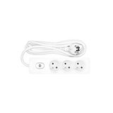 Power strip Pin Type 3-way, Switch/Shutter, 2m cable, white
