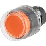 Projecting push-button, orange, rubber cap